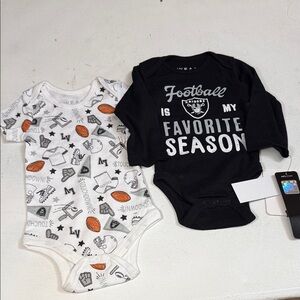 Raiders Black Football Baby Onesies 3-6m NWT